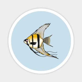 Striped angelfish cartoon illustration Magnet